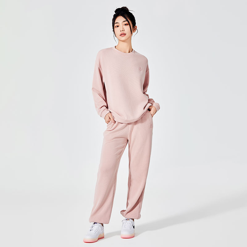 Baju Sweatshirt Wanita Leher Bulat Kasual Merah Jambu